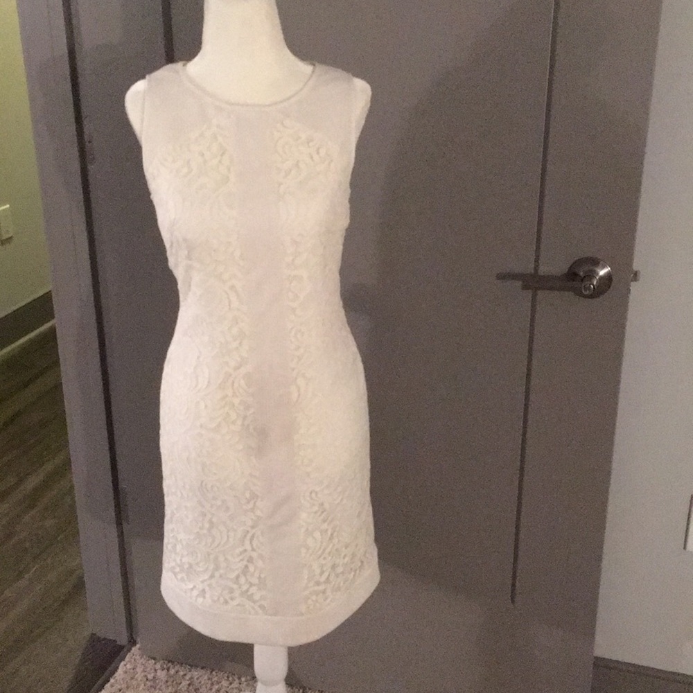 Vince Camuto Ivory Lace Sheath Mini Dress